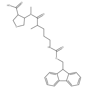 4-[5-({[(9H-fluoren-9-yl)methoxy]carbonyl}amino)-N,2-dimethylpentanamido]oxolane-3-carboxylic acid Structure