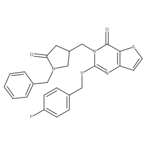 1-benzyl-4-[(2-{[(4-fluorophenyl)methyl]sulfanyl}-4-oxo-3H,4H-thieno[3,2-d]pyrimidin-3-yl)methyl]pyrrolidin-2-one结构式