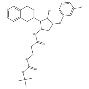 Tert-butyl N-[3-[[(1R,2S,3R,4R)-2-(3,4-dihydro-1H-isoquinolin-2-yl)-4-(3-fluorophenoxy)-3-hydroxycyclopentyl]amino]-3-oxopropyl]carbamate结构式