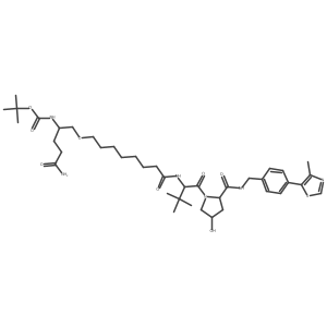 tert-butyl N-[(1S)-4-amino-1-[[8-[[(1S)-1-[(2S,4R)-4-hydroxy-2-[[4-(4-methylthiazol-5-yl)phenyl]methylcarbamoyl]pyrrolidine-1-carbonyl]-2,2-dimethyl-propyl]amino]-8-oxo-octoxy]methyl]-4-oxo-butyl]carbamate Structure