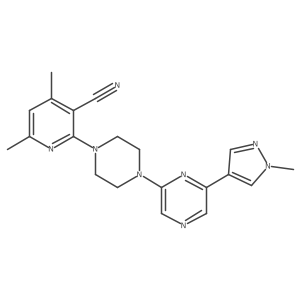 4,6-dimethyl-2-{4-[6-(1-methyl-1H-pyrazol-4-yl)pyrazin-2-yl]piperazin-1-yl}pyridine-3-carbonitrile结构式