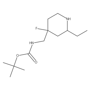 tert-Butyl ((2-ethyl-4-fluoropiperidin-4-yl)methyl)carbamate Structure