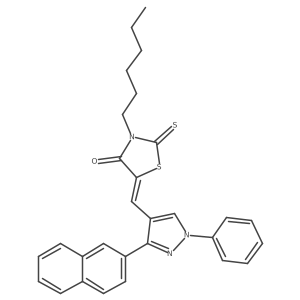 3-Hexyl-5-((3-(naphthalen-2-yl)-1-phenyl-1H-pyrazol-4-yl)methylene)-2-thioxothiazolidin-4-one结构式