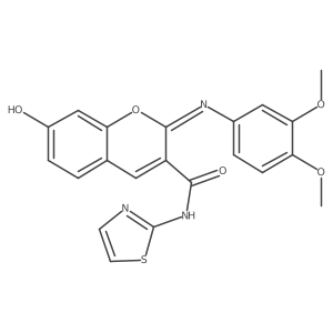 (2Z)-2-[(3,4-dimethoxyphenyl)imino]-7-hydroxy-N-(1,3-thiazol-2-yl)-2H-chromene-3-carboxamide结构式