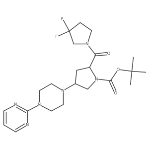 tert-butyl (2S,4S)-2-(3,3-difluoropyrrolidine-1-carbonyl)-4-(4-pyrimidin-2-ylpiperazin-1-yl)pyrrolidine-1-carboxylate结构式