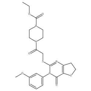 Ethyl 4-(2-((3-(3-methoxyphenyl)-4-oxo-3,4,6,7-tetrahydrothieno[3,2-d]pyrimidin-2-yl)thio)acetyl)piperazine-1-carboxylate结构式