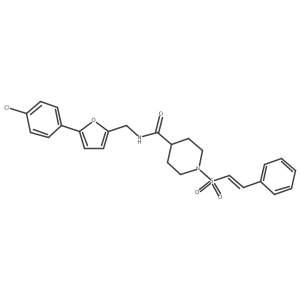 N-{[5-(4-chlorophenyl)furan-2-yl]methyl}-1-(2-phenylethenesulfonyl)piperidine-4-carboxamide结构式