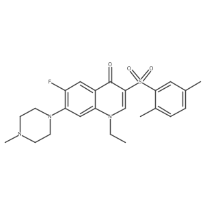 3-((2,5-dimethylphenyl)sulfonyl)-1-ethyl-6-fluoro-7-(4-methylpiperazin-1-yl)quinolin-4(1H)-one结构式