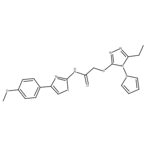2-{[5-ethyl-4-(1H-pyrrol-1-yl)-4H-1,2,4-triazol-3-yl]sulfanyl}-N-[4-(4-methoxyphenyl)-1,3-thiazol-2-yl]acetamide结构式
