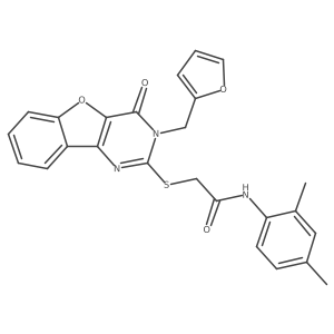 N-(2,4-dimethylphenyl)-2-{[3-(2-furylmethyl)-4-oxo-3,4-dihydro[1]benzofuro[3,2-d]pyrimidin-2-yl]thio}acetamide结构式