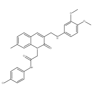 N-(4-chlorophenyl)-2-(3-(((3,4-dimethoxyphenyl)amino)methyl)-7-methyl-2-oxoquinolin-1(2H)-yl)acetamide结构式