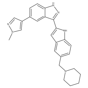 5-(1-Methyl-1H-pyrazol-4-yl)-3-[5-(1-piperidinylmethyl)-1H-indol-2-yl]-1H-indazole结构式