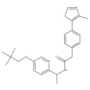 2-[4-(4-methyl-1,3-oxazol-5-yl)phenyl]-N-[(1R)-1-[5-(2,2,2-trifluoroethoxy)pyridin-2-yl]ethyl]acetamide结构式