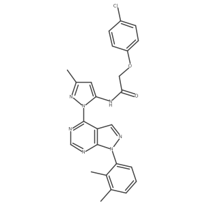 2-(4-chlorophenoxy)-N-{1-[1-(2,3-dimethylphenyl)-1H-pyrazolo[3,4-d]pyrimidin-4-yl]-3-methyl-1H-pyrazol-5-yl}acetamide结构式