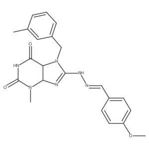 8-[(2E)-2-[(4-methoxyphenyl)methylidene]hydrazinyl]-3-methyl-7-[(3-methylphenyl)methyl]-4,5-dihydropurine-2,6-dione结构式