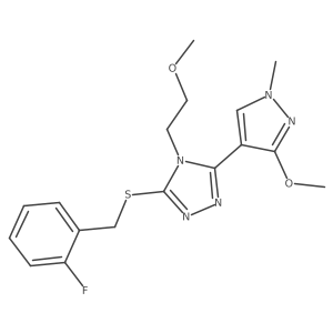 3-((2-fluorobenzyl)thio)-5-(3-methoxy-1-methyl-1H-pyrazol-4-yl)-4-(2-methoxyethyl)-4H-1,2,4-triazole Structure
