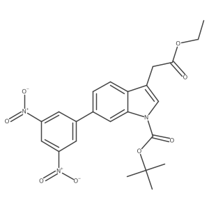6-(3,5-Dinitro-phenyl)-3-ethoxycarbonylmethyl-indole-1-carboxylic acid tert-butyl ester结构式