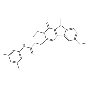 N-(3,5-dimethylphenyl)-2-({3-ethyl-8-methoxy-5-methyl-4-oxo-3H,4H,5H-pyrimido[5,4-b]indol-2-yl}sulfanyl)acetamide Structure