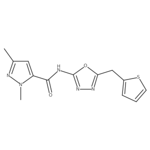 1,3-dimethyl-N-(5-(thiophen-2-ylmethyl)-1,3,4-oxadiazol-2-yl)-1H-pyrazole-5-carboxamide Structure