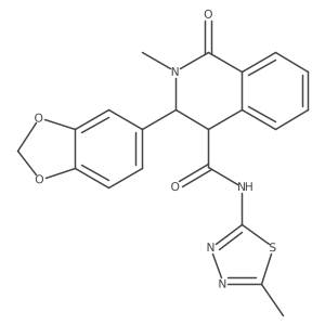 3-(1,3-benzodioxol-5-yl)-2-methyl-N-[(2Z)-5-methyl-1,3,4-thiadiazol-2(3H)-ylidene]-1-oxo-1,2,3,4-tetrahydroisoquinoline-4-carboxamide结构式