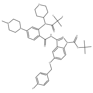 Tert-butyl 5-[(4-fluorophenyl)methoxy]-3-[[4-(4-methylpiperazin-1-yl)-2-[oxan-4-yl-(2,2,2-trifluoroacetyl)amino]benzoyl]amino]indazole-1-carboxylate Structure