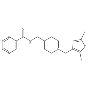 N-((1-((2,5-dimethylfuran-3-yl)methyl)piperidin-4-yl)methyl)pyrazine-2-carboxamide结构式