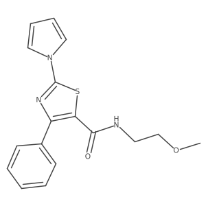 N-(2-methoxyethyl)-4-phenyl-2-(1H-pyrrol-1-yl)-1,3-thiazole-5-carboxamide结构式