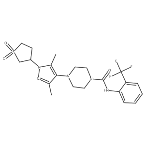4-[1-(1,1-dioxo-1lambda6-thiolan-3-yl)-3,5-dimethyl-1H-pyrazol-4-yl]-N-[2-(trifluoromethyl)phenyl]piperazine-1-carboxamide Structure