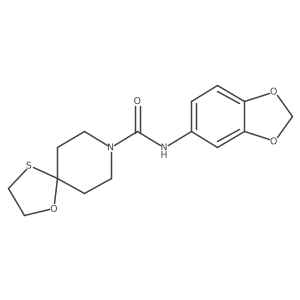 N-(benzo[d][1,3]dioxol-5-yl)-1-oxa-4-thia-8-azaspiro[4.5]decane-8-carboxamide结构式