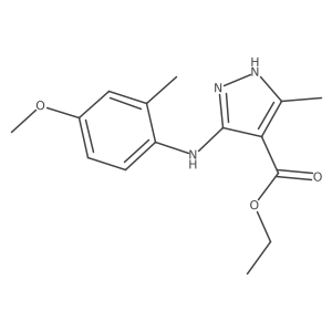 Ethyl 5-((4-methoxy-2-methylphenyl)amino)-3-methyl-1H-pyrazole-4-carboxylate结构式