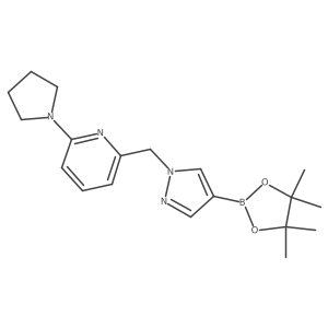 2-Pyrrolidin-1-yl-6-[[4-(4,4,5,5-tetramethyl-1,3,2-dioxaborolan-2-yl)pyrazol-1-yl]methyl]pyridine结构式