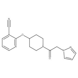 2-((1-(2-(1H-pyrazol-1-yl)acetyl)piperidin-4-yl)oxy)nicotinonitrile结构式