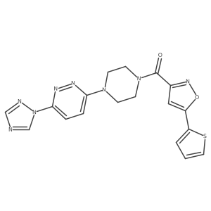 (4-(6-(1H-1,2,4-triazol-1-yl)pyridazin-3-yl)piperazin-1-yl)(5-(thiophen-2-yl)isoxazol-3-yl)methanone结构式