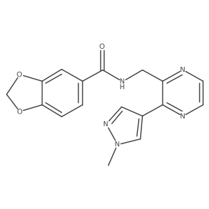 N-((3-(1-methyl-1H-pyrazol-4-yl)pyrazin-2-yl)methyl)benzo[d][1,3]dioxole-5-carboxamide结构式