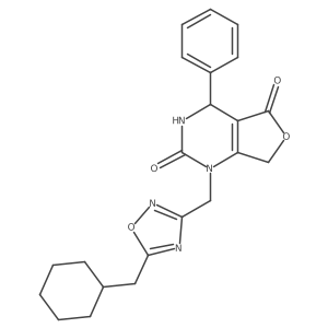 1-{[5-(cyclohexylmethyl)-1,2,4-oxadiazol-3-yl]methyl}-4-phenyl-1H,2H,3H,4H,5H,7H-furo[3,4-d]pyrimidine-2,5-dione结构式