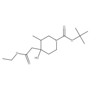 Tert-butyl 4-(2-ethoxy-2-oxoethyl)-4-hydroxy-3-methylpiperidine-1-carboxylate结构式