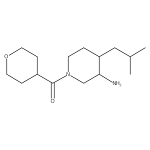 4-(2-Methylpropyl)-1-(oxane-4-carbonyl)piperidin-3-amine结构式