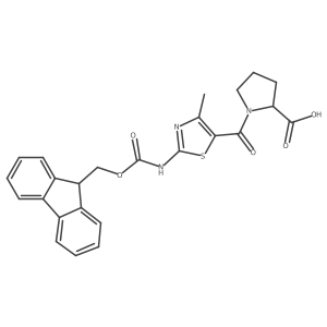 (2R)-1-[2-({[(9H-fluoren-9-yl)methoxy]carbonyl}amino)-4-methyl-1,3-thiazole-5-carbonyl]pyrrolidine-2-carboxylic acid Structure