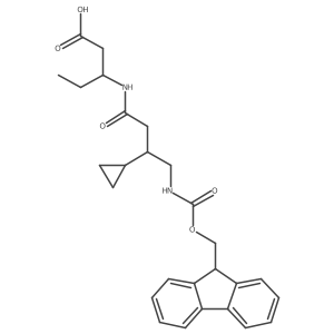(3S)-3-[3-cyclopropyl-4-({[(9H-fluoren-9-yl)methoxy]carbonyl}amino)butanamido]pentanoic acid结构式
