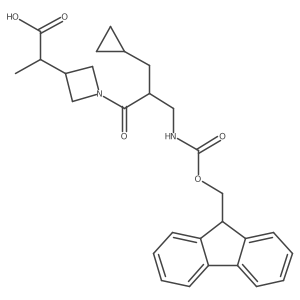 2-{1-[2-(cyclopropylmethyl)-3-({[(9H-fluoren-9-yl)methoxy]carbonyl}amino)propanoyl]azetidin-3-yl}propanoic acid结构式