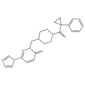 2-{[1-(1-phenylcyclopropanecarbonyl)piperidin-4-yl]methyl}-6-(1H-1,2,4-triazol-1-yl)-2,3-dihydropyridazin-3-one结构式
