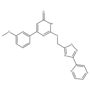 4(3H)-Pyrimidinone, 6-(3-methoxyphenyl)-2-[[[3-(2-pyrazinyl)-1,2,4-oxadiazol-5-yl]methyl]thio]-结构式
