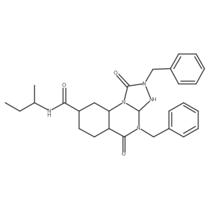 2,4-dibenzyl-N-butan-2-yl-1,5-dioxo-3,3a,5a,6,7,8,9,9a-octahydro-[1,2,4]triazolo[4,3-a]quinazoline-8-carboxamide结构式