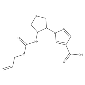 rac-1-[(3R,4S)-4-{[(prop-2-en-1-yloxy)carbonyl]amino}oxolan-3-yl]-1H-pyrazole-4-carboxylic acid结构式