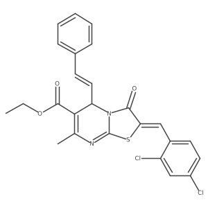 ethyl (2E)-2-(2,4-dichlorobenzylidene)-7-methyl-3-oxo-5-[(E)-2-phenylethenyl]-2,3-dihydro-5H-[1,3]thiazolo[3,2-a]pyrimidine-6-carboxylate Structure