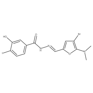 N'-{(Z)-[4-Bromo-5-(dimethylamino)-2-furyl]methylene}-3-hydroxy-4-iodobenzohydrazide结构式