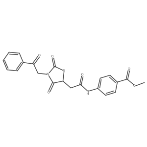 Methyl 4-(2-(2,4-dioxo-3-(2-oxo-2-phenylethyl)thiazolidin-5-yl)acetamido)benzoate Structure