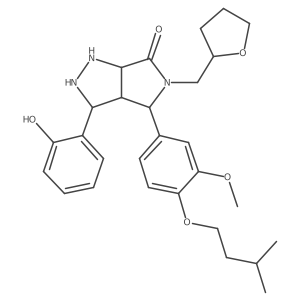 3-(2-Hydroxyphenyl)-4-[3-methoxy-4-(3-methylbutoxy)phenyl]-5-(oxolan-2-ylmethyl)-1,2,3,3a,4,6a-hexahydropyrrolo[3,4-c]pyrazol-6-one结构式