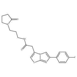 2-(6-(4-fluorophenyl)imidazo[2,1-b]thiazol-3-yl)-N-(3-(2-oxopyrrolidin-1-yl)propyl)acetamide Structure