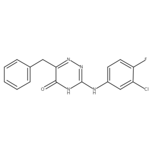 6-benzyl-3-((3-chloro-4-fluorophenyl)amino)-1,2,4-triazin-5(4H)-one Structure